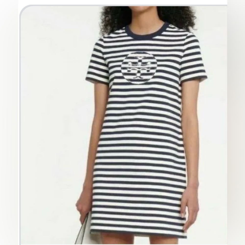 Tory Burch Navy and White Striped dress sz M